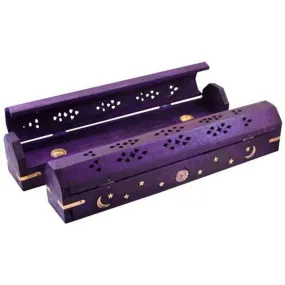 12" Celestial Violet Wood Incense Box Burner