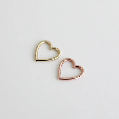 14K 18K Real Solid Gold 18g Heart Line Helix Daith Nose Septum Ring Hoop Earring Piercing Jewelry