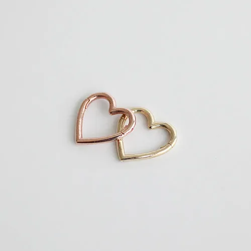 14K 18K Real Solid Gold 18g Heart Line Helix Daith Nose Septum Ring Hoop Earring Piercing Jewelry