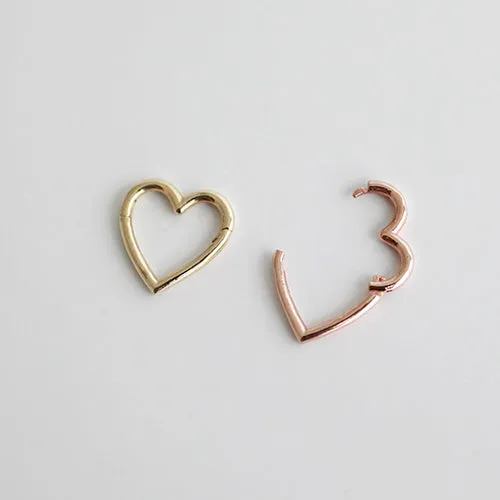 14K 18K Real Solid Gold 18g Heart Line Helix Daith Nose Septum Ring Hoop Earring Piercing Jewelry