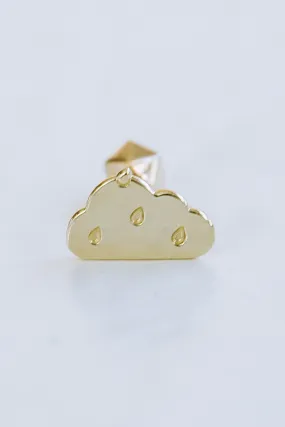 14K GOLD JEWELRY MINIMALIST DELICATE CLOUD WEATHER BARBELL EAR STUD EARRING PIERCING