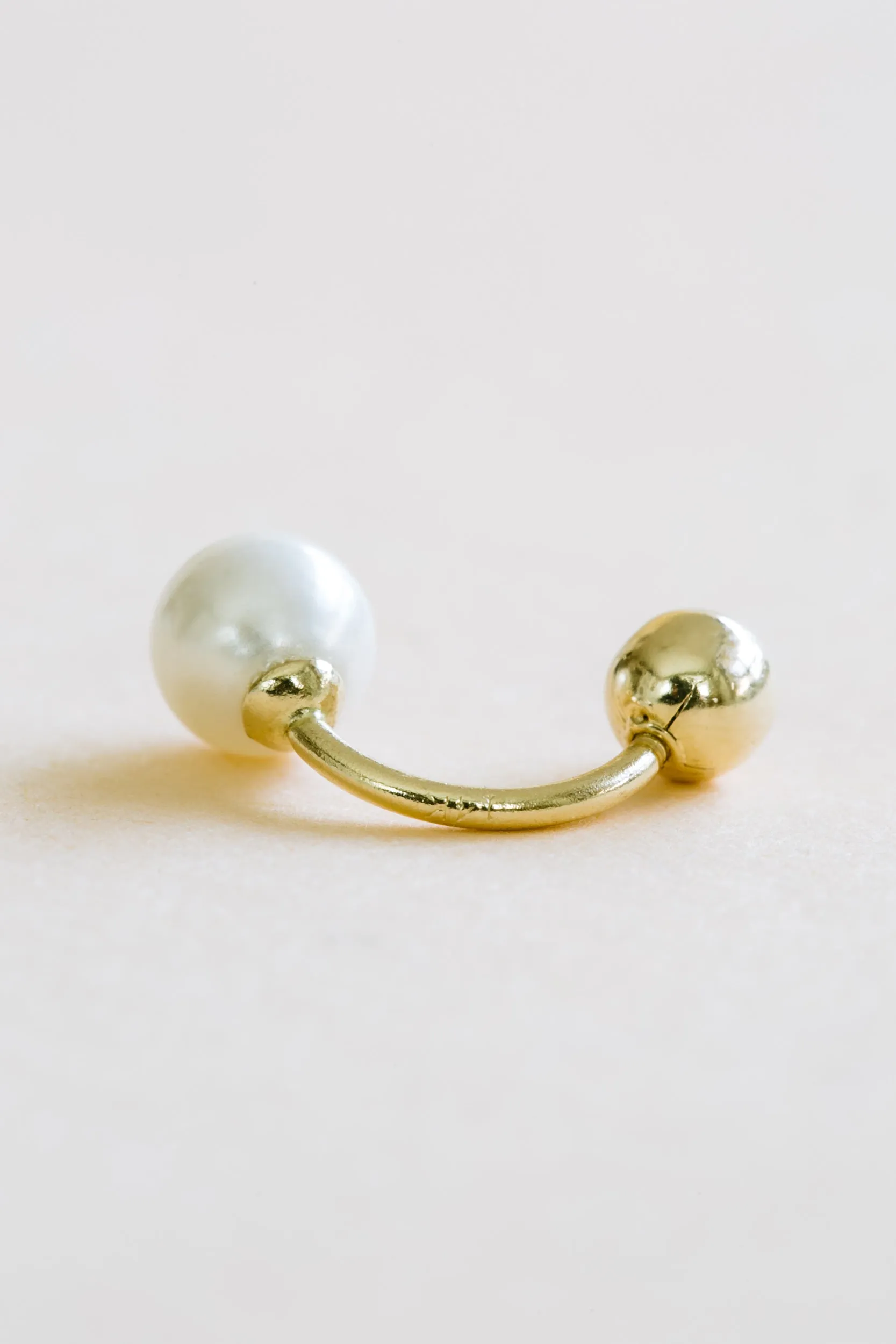 14K Solid Gold Jewelry Delicate Round Ball Rook Banana Ear Earring Piercing