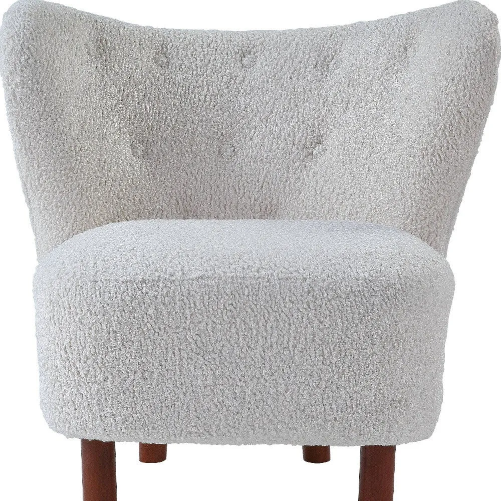 31 White Sherpa And Brown Polka Dots Wingback Chair