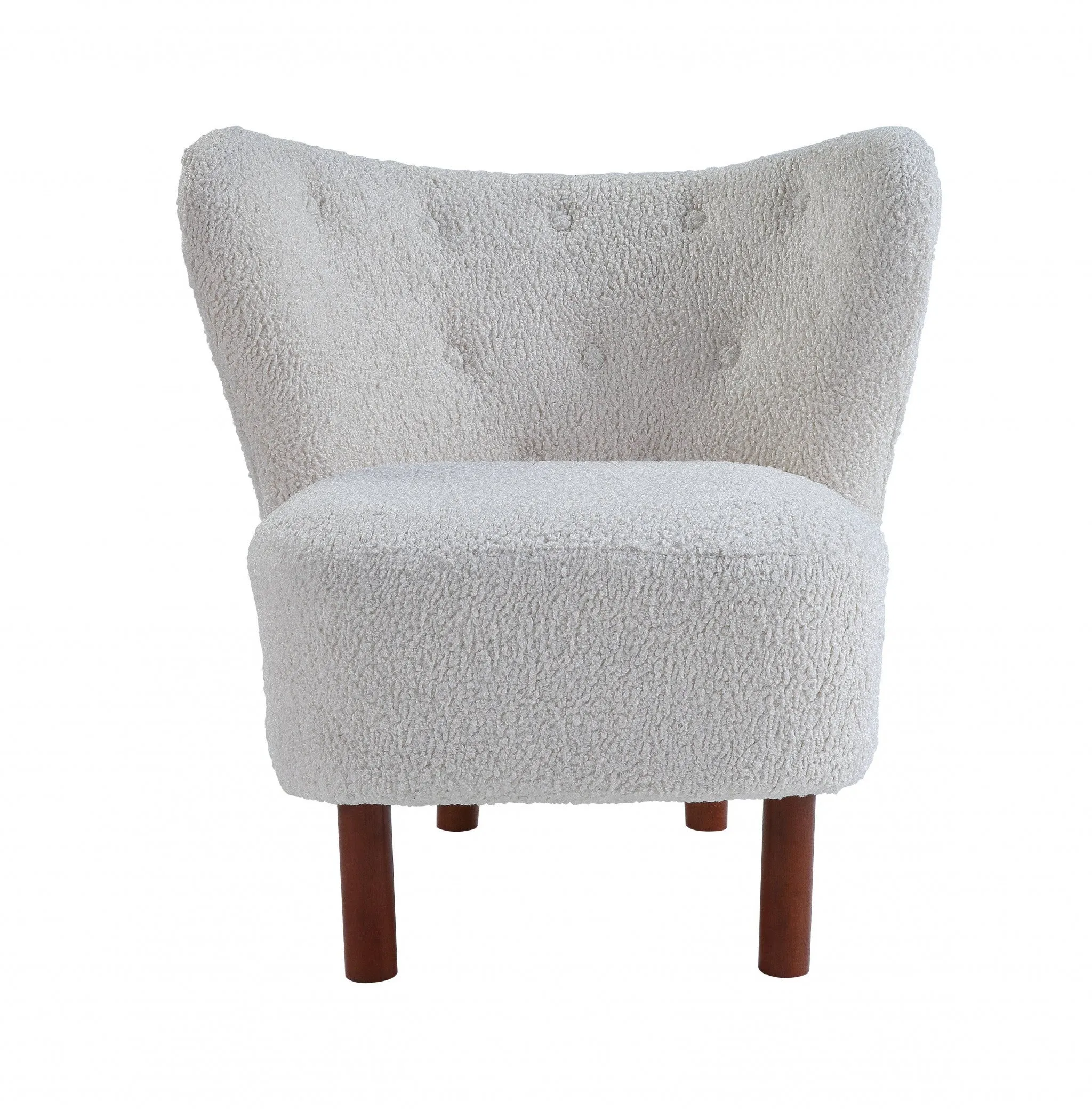 31 White Sherpa And Brown Polka Dots Wingback Chair