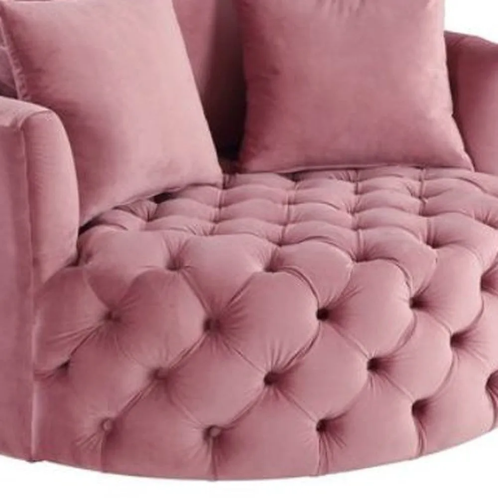 43 Pink Velvet Solid Color Barrel Chair