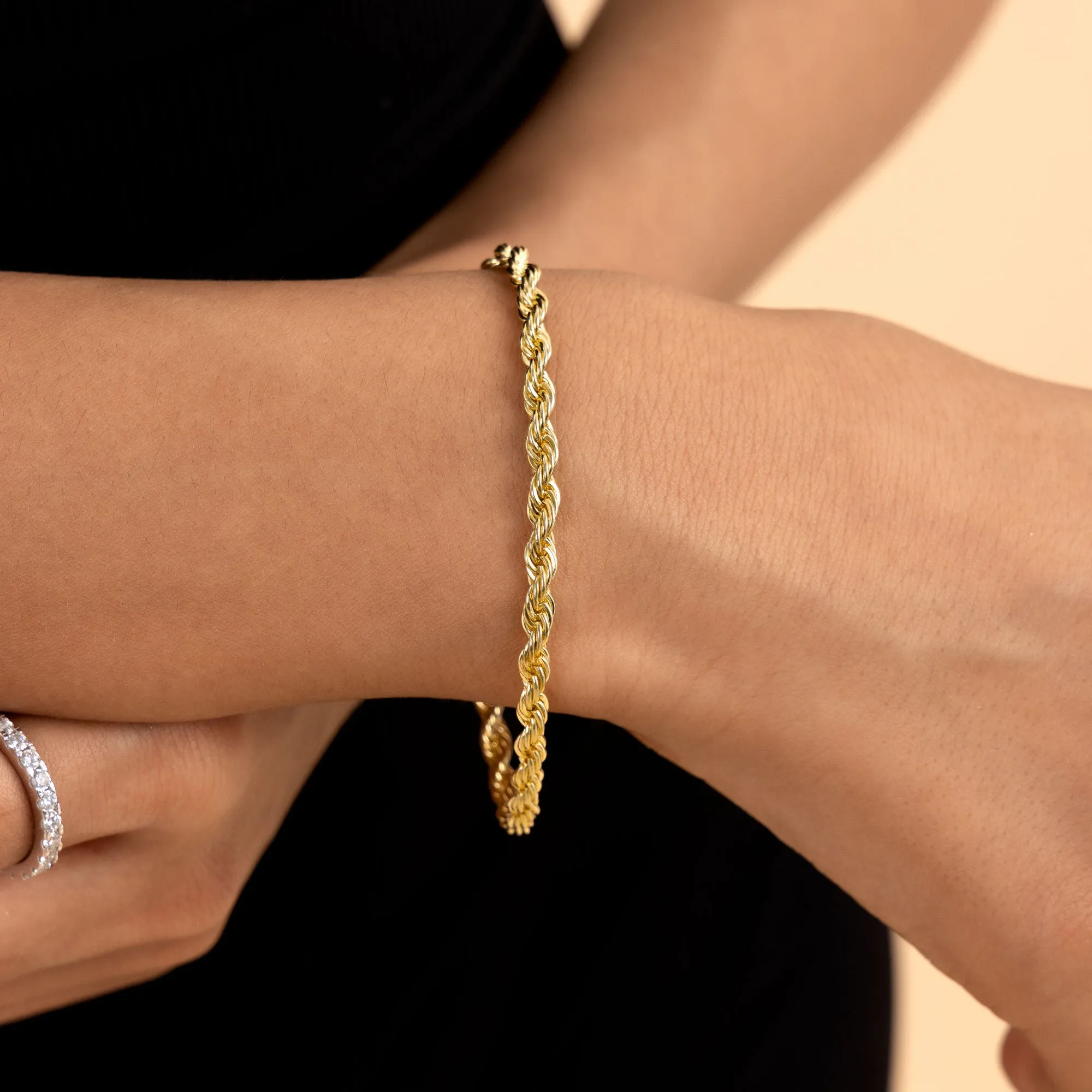 4.5mm Rope Bracelet - Yellow Gold