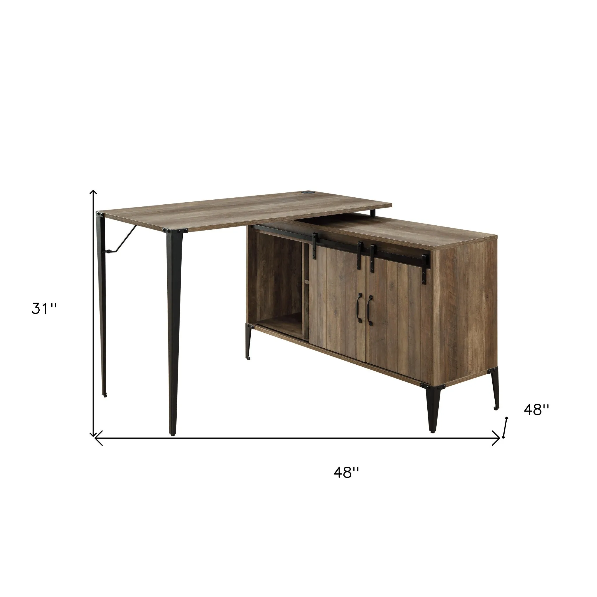 48 Brown and Black L Shape Writing Desk