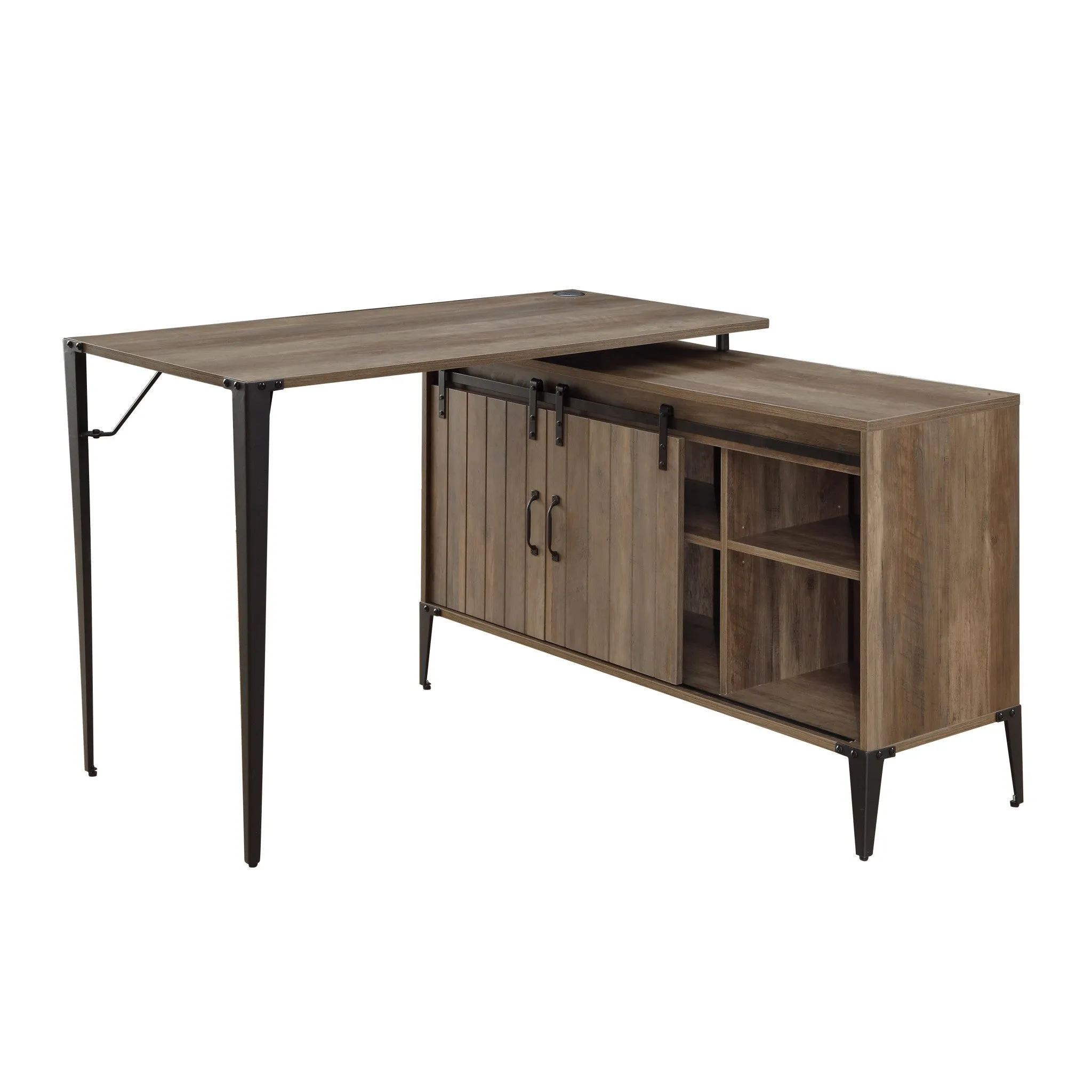 48 Brown and Black L Shape Writing Desk