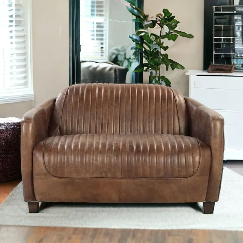 50 Brown Leather Loveseat