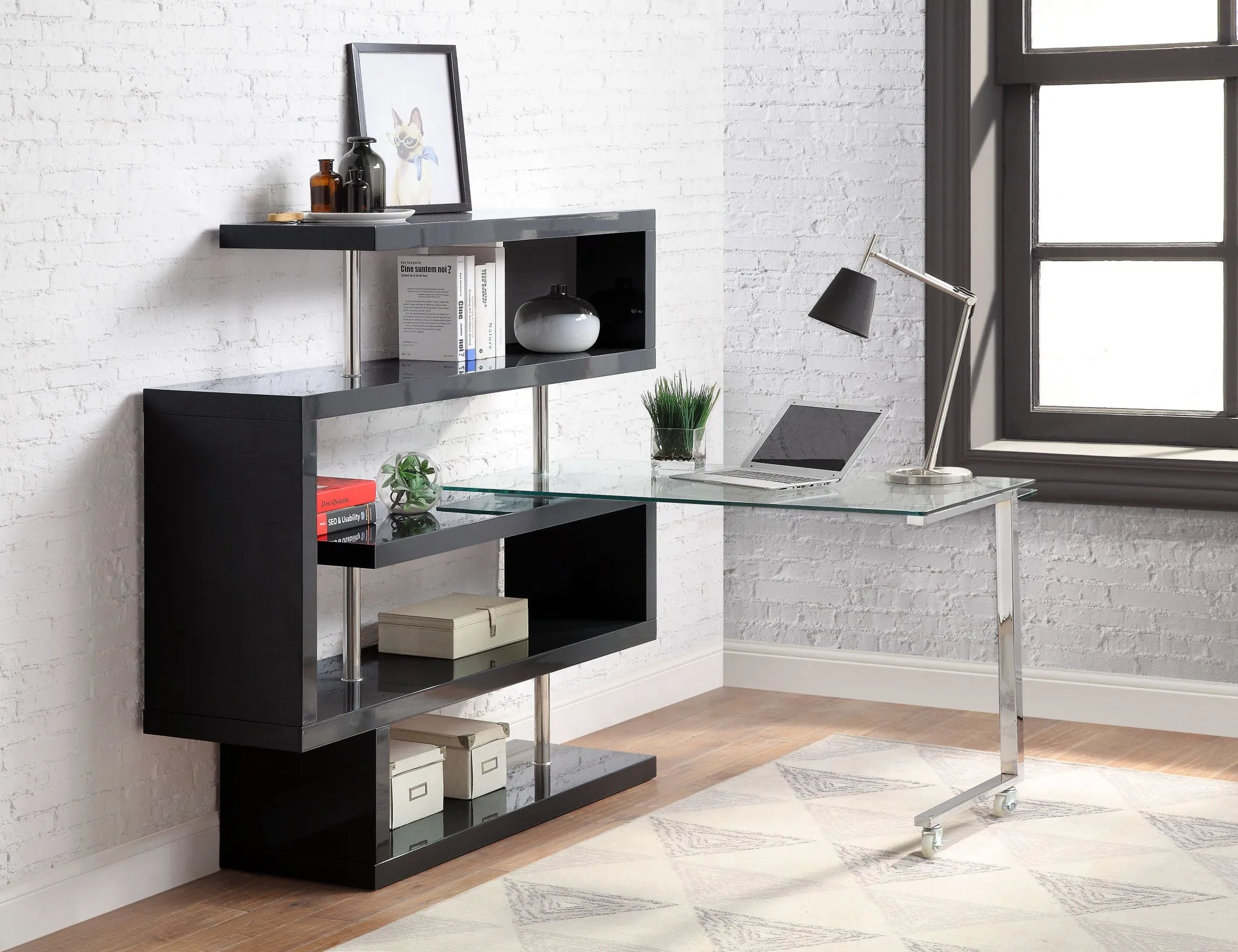 55 Black L Shape Writing Desk