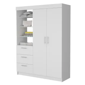 59 White Accent Cabinet Soft Close With Three Shelves And Three Drawers