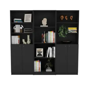 71 Black Five Tier Bookcase with Four doors