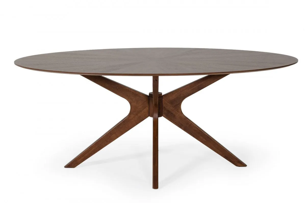 75 Walnut Finish Oval Wood Dining Table