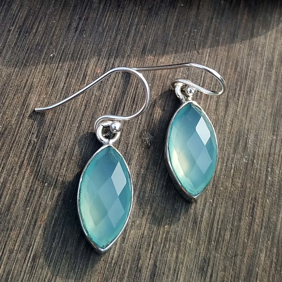 Aqua Chalcedony Earring,925 Sterling Silver Earring,May Birthstone,Handmade Gift,Faceted Dangle Earrings,Bridesmaid Jewelry,Gift For Her