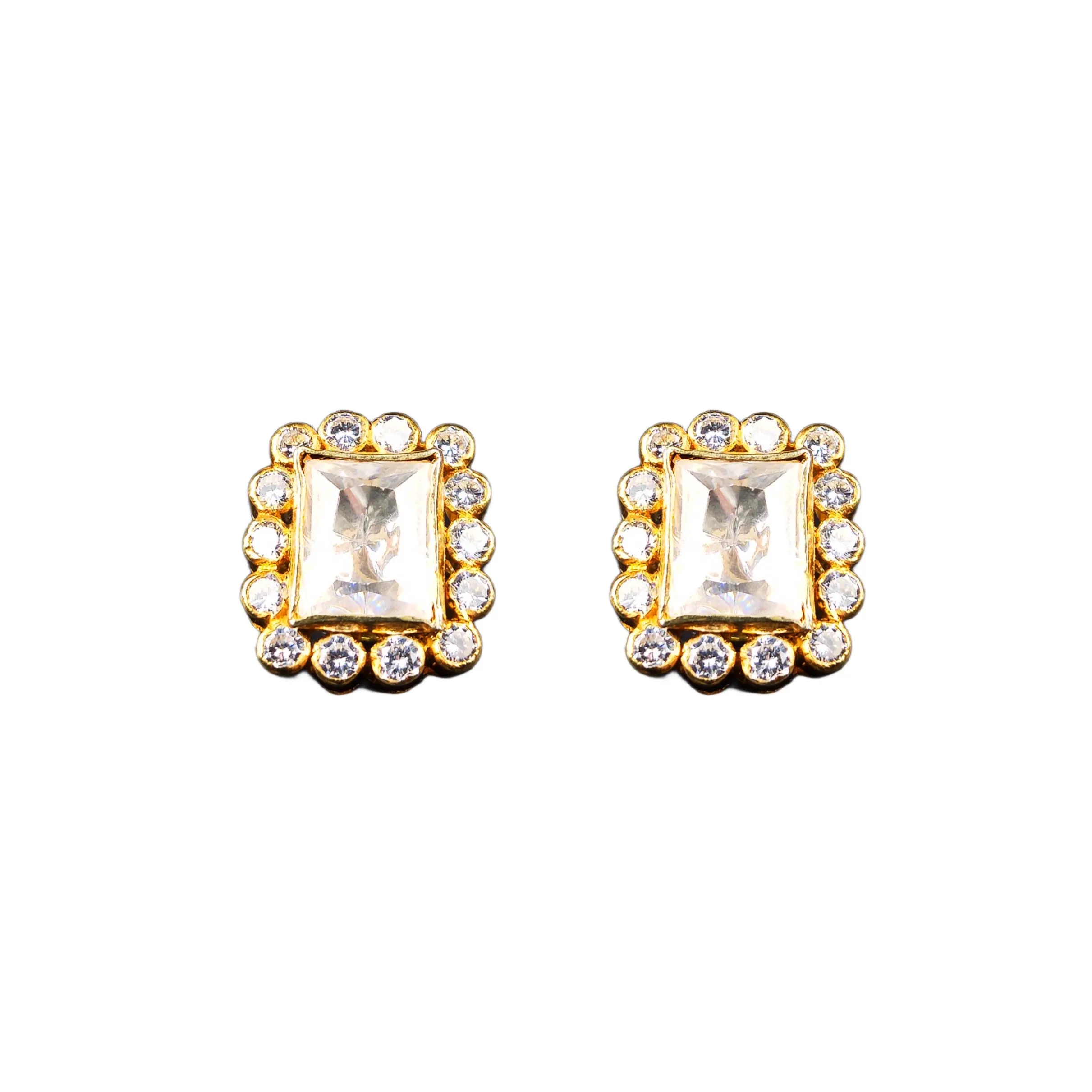 Asp Moissanite Polki Stud Earrings Set