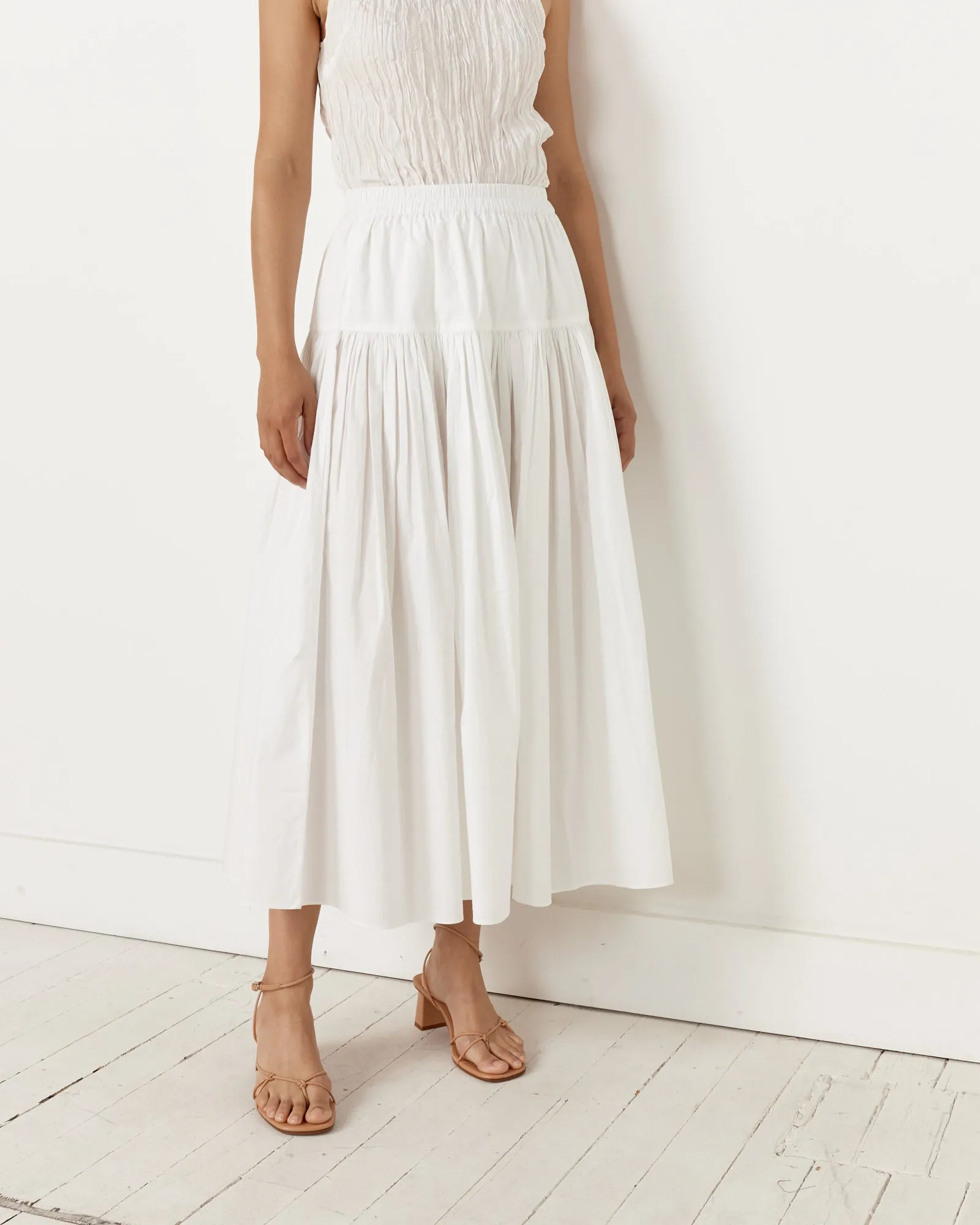 Bayeux Yoke Maxi Skirt in Chalk