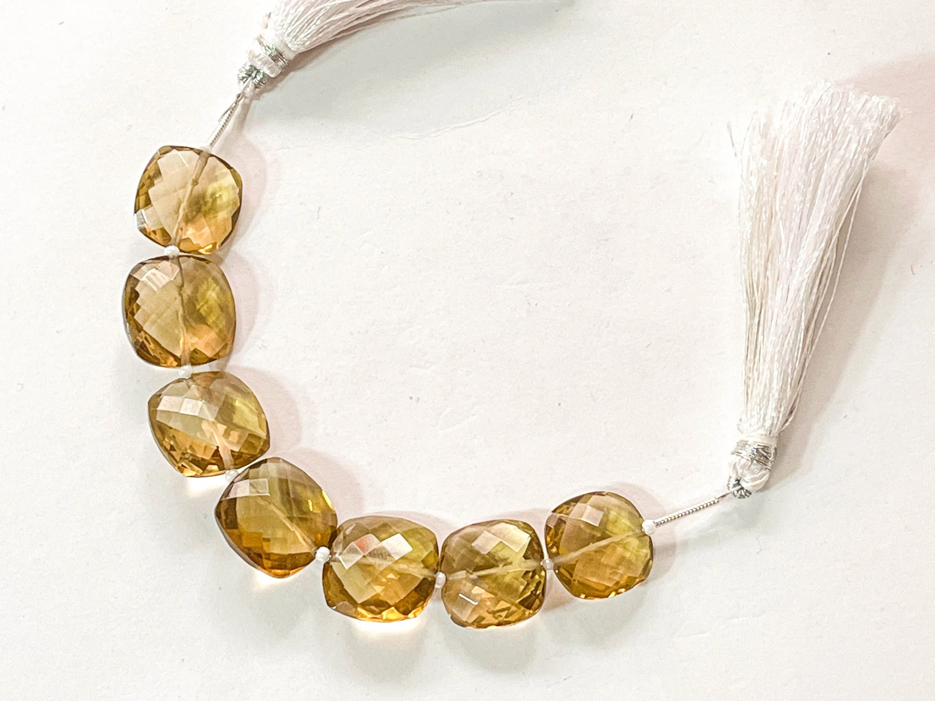 Beer Quartz Cushion Shape Faceted briolette Beads