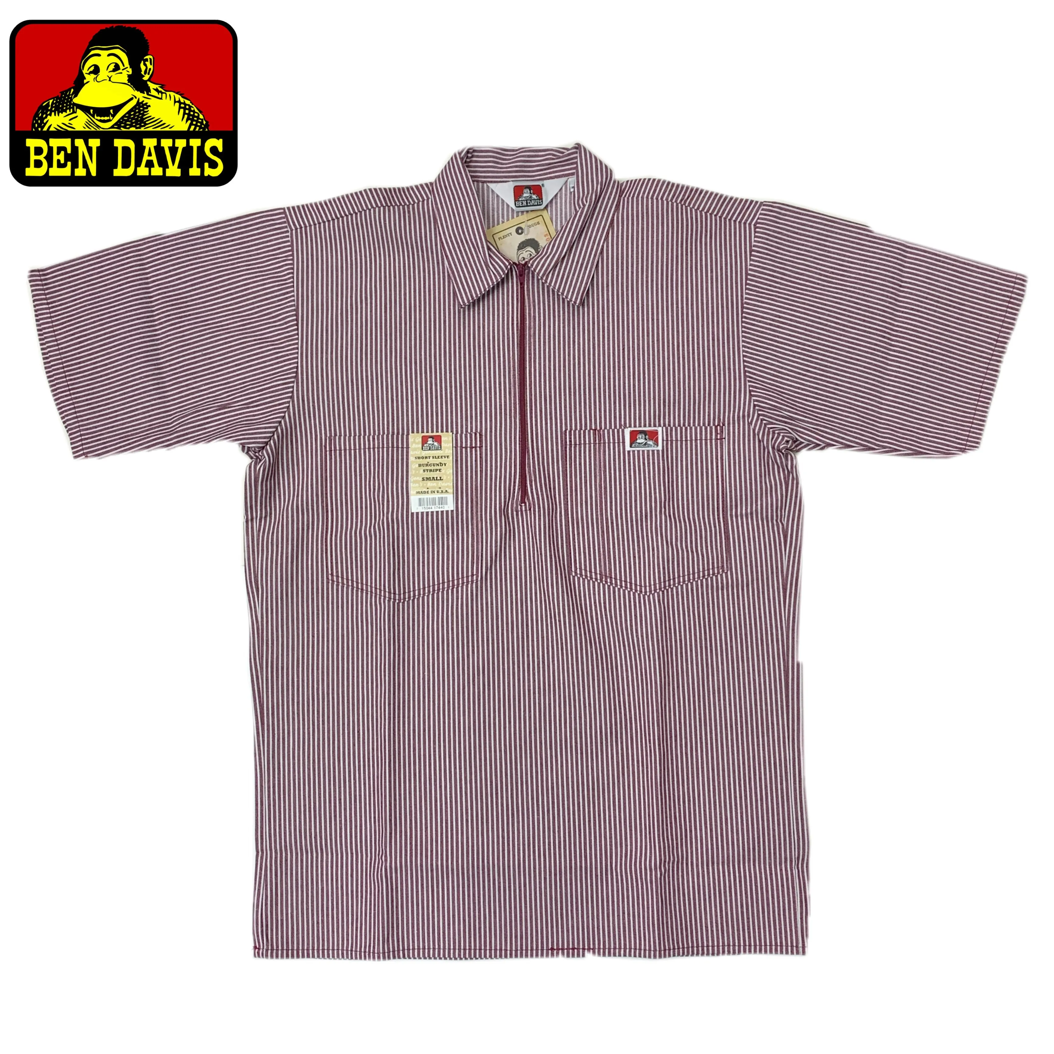 Ben Davis Short Sleeve Striped 1/2 Zip Shirt