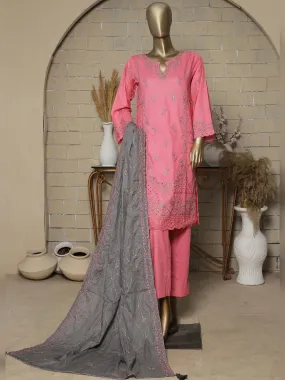 Bin Saeed Luxury Lawnkari Embroidered Suit - Pink