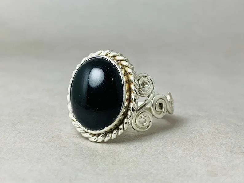 Black Onyx Ring, 925 Silver Ring, December Birthstone Ring, Black Stone Ring, Silver Onyx Ring, Statement Ring, Handmade Ring, Boho Jewelry