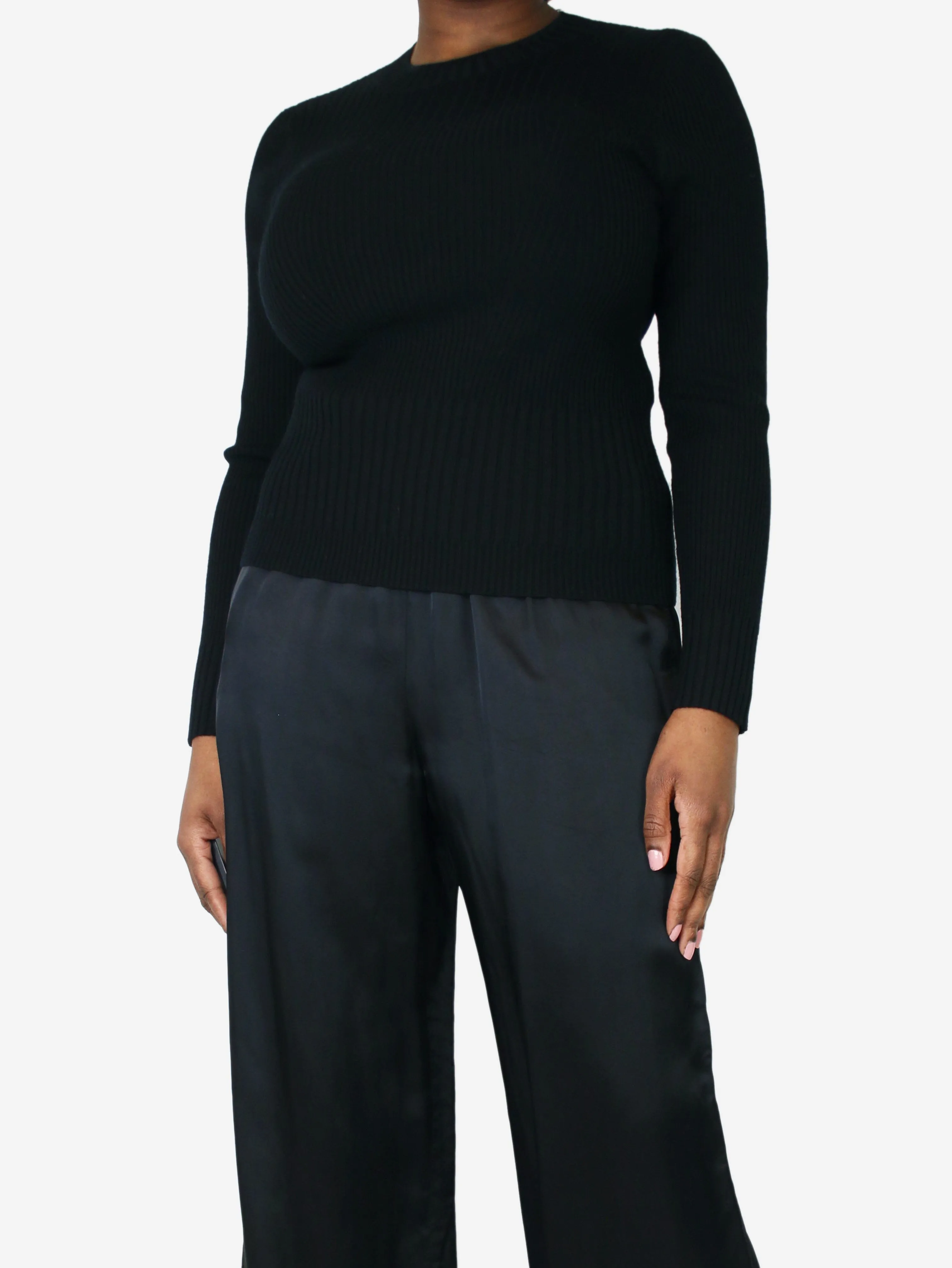 Black ribbed wool-blend top - size L