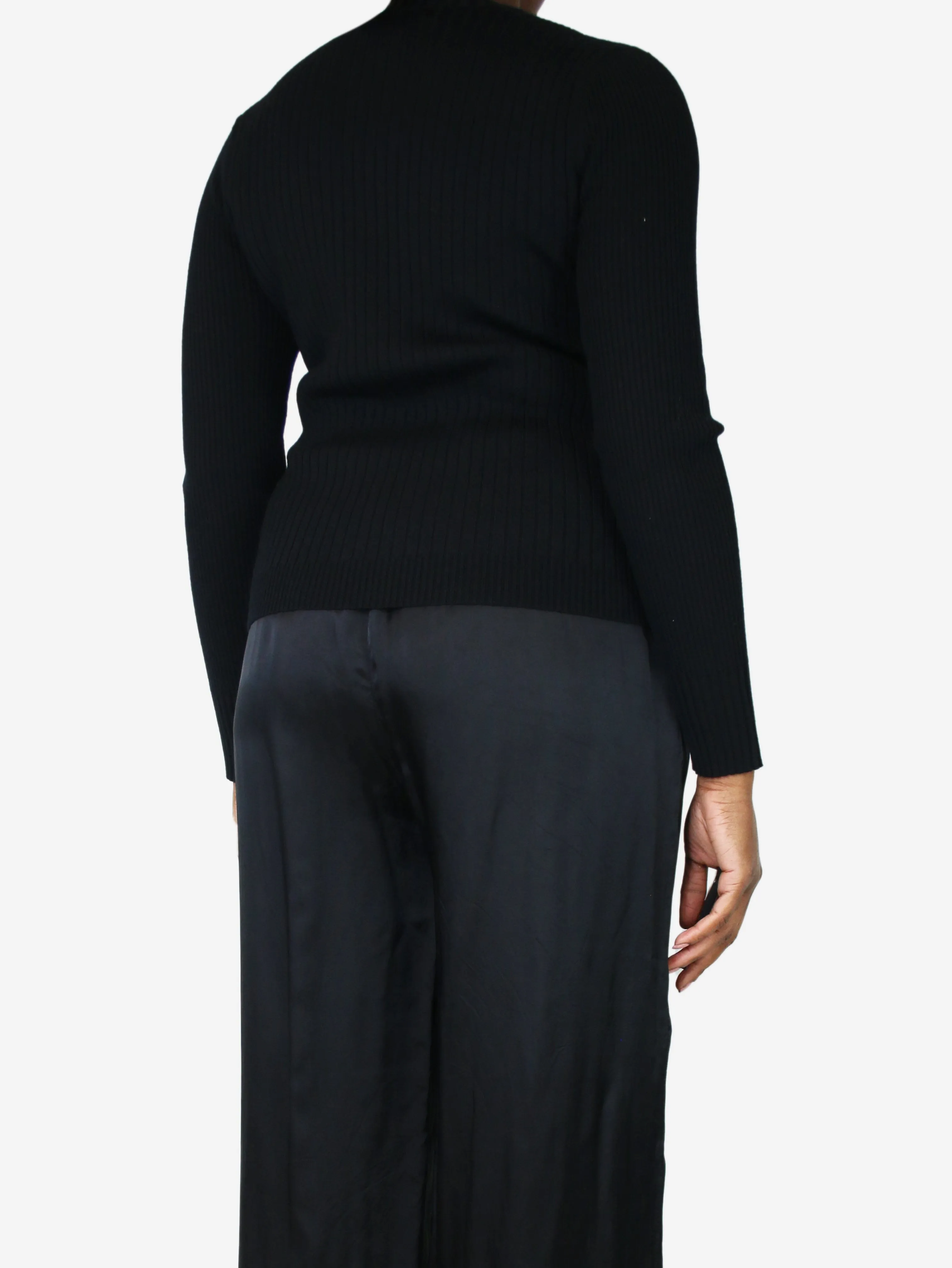 Black ribbed wool-blend top - size L