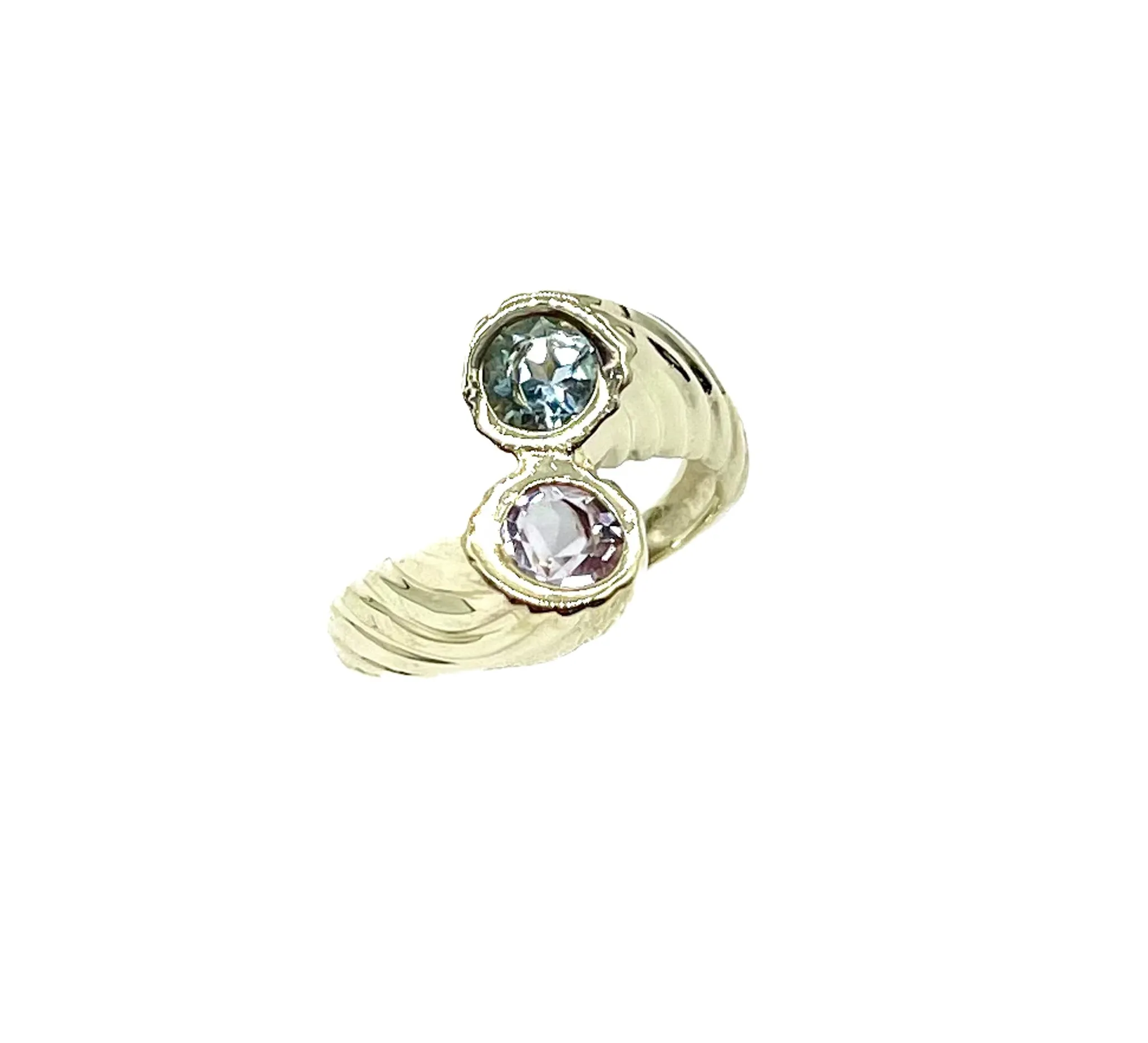 Blue Topaz and Amethyst Ring