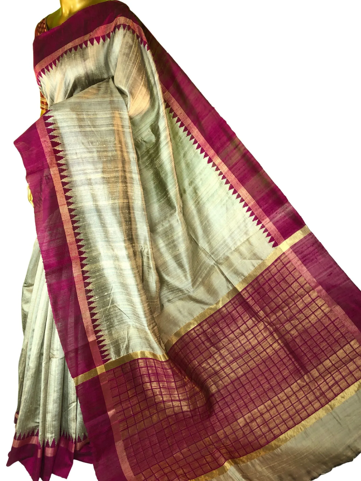 Brass Color Pure Raw Silk Saree