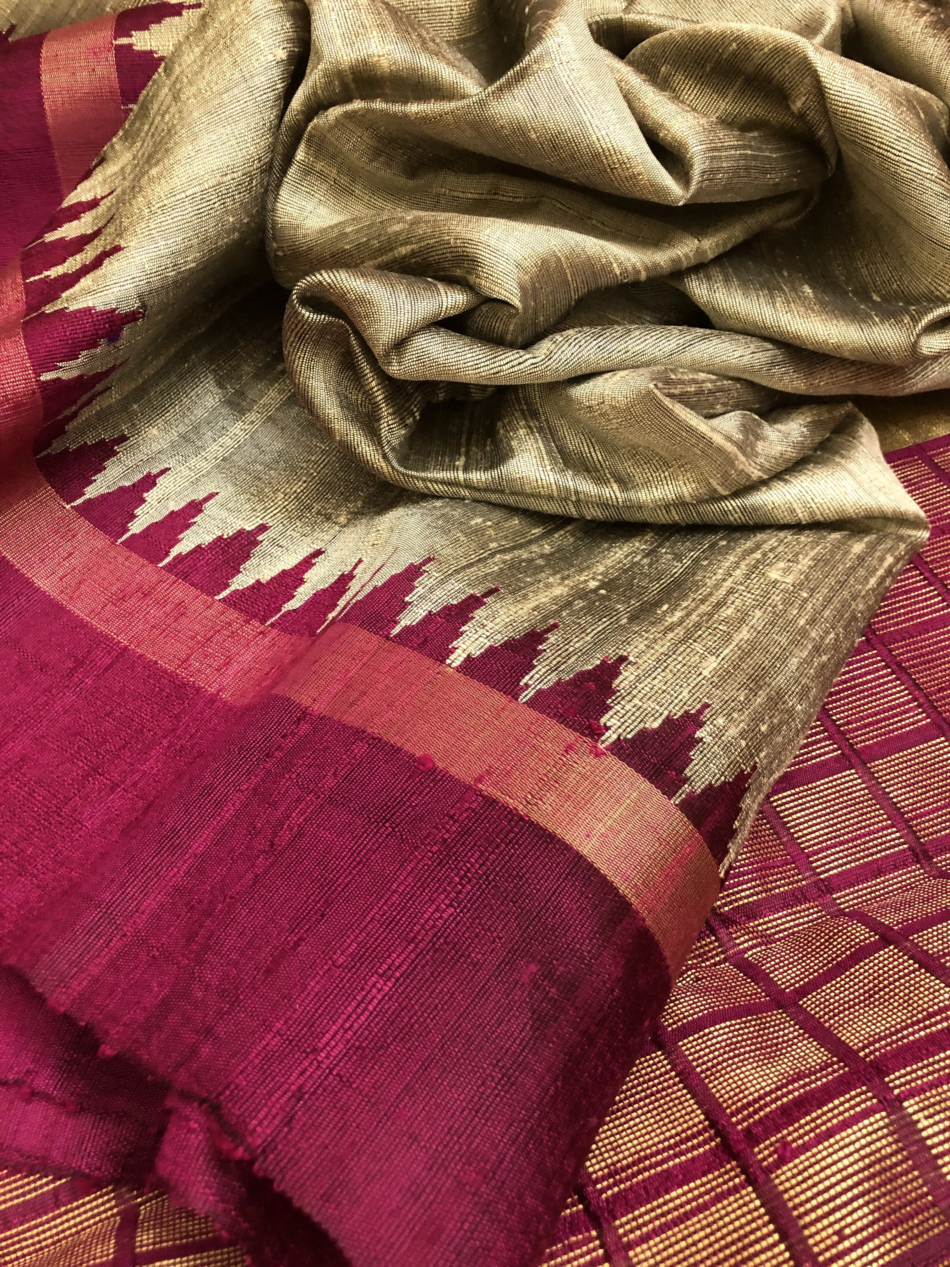 Brass Color Pure Raw Silk Saree