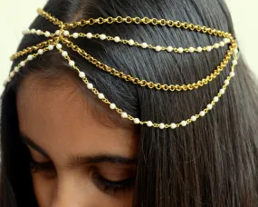 Bridal Indian Matha Patti, Rajathani Maang Tikka Headpiece