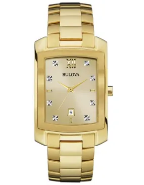 Bulova Mens Diamond Watch - All Gold-Tone - Date - Bracelet