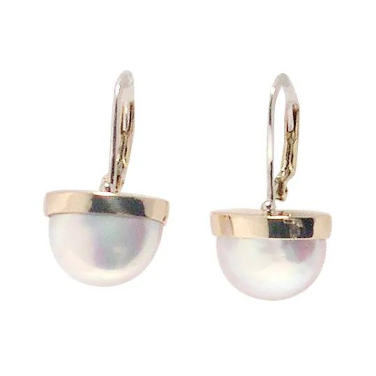 Caribbean Dreams 14K Gold Cap Coin Pearl Earrings