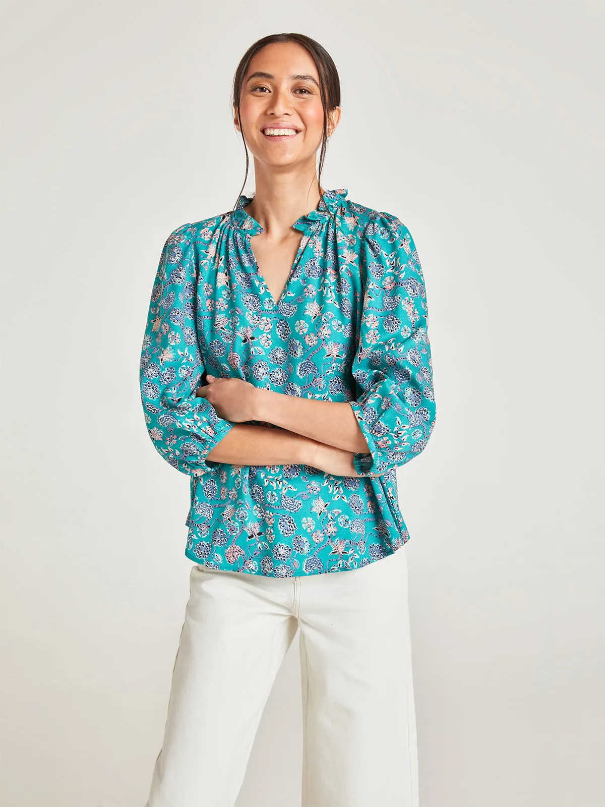 Chandri Tencel™ Crepe Blouse - Midori Green