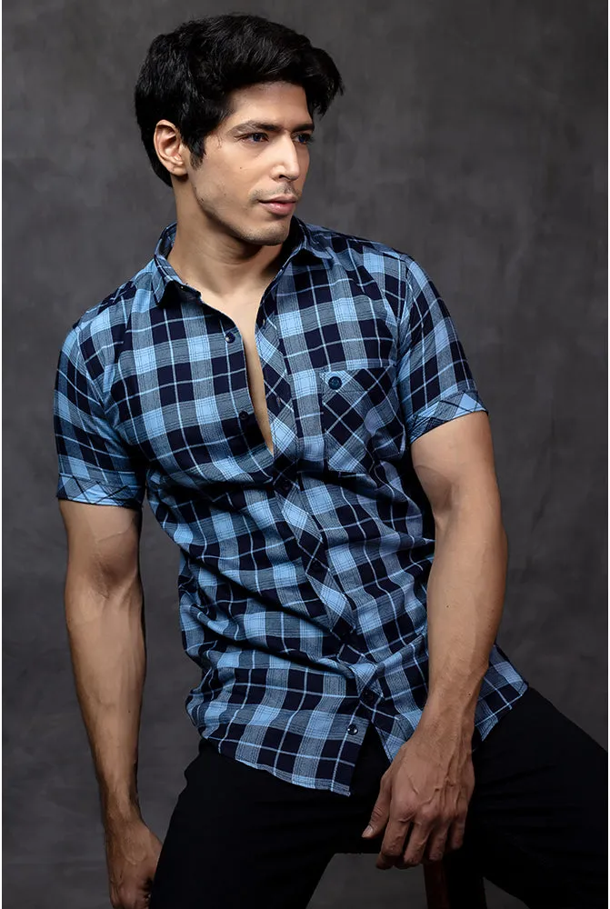 Check Shirt for Men - Blue Check Shirt Mens - Buy Now