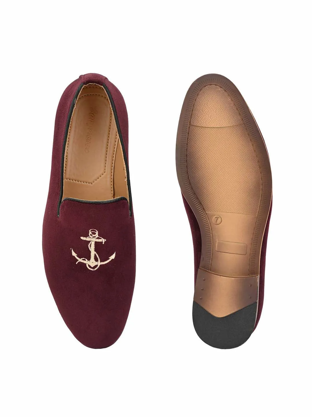 Cherry Anchor Embroidered Loafers