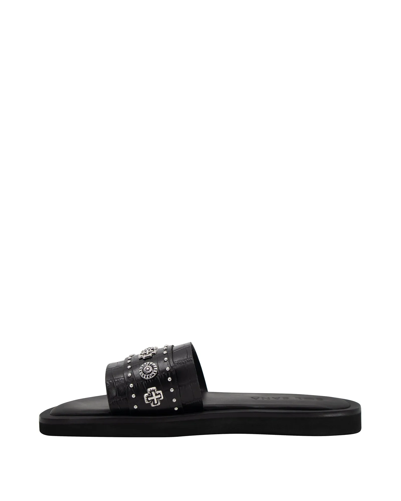 Cleo Stud Slides - Black / Silver