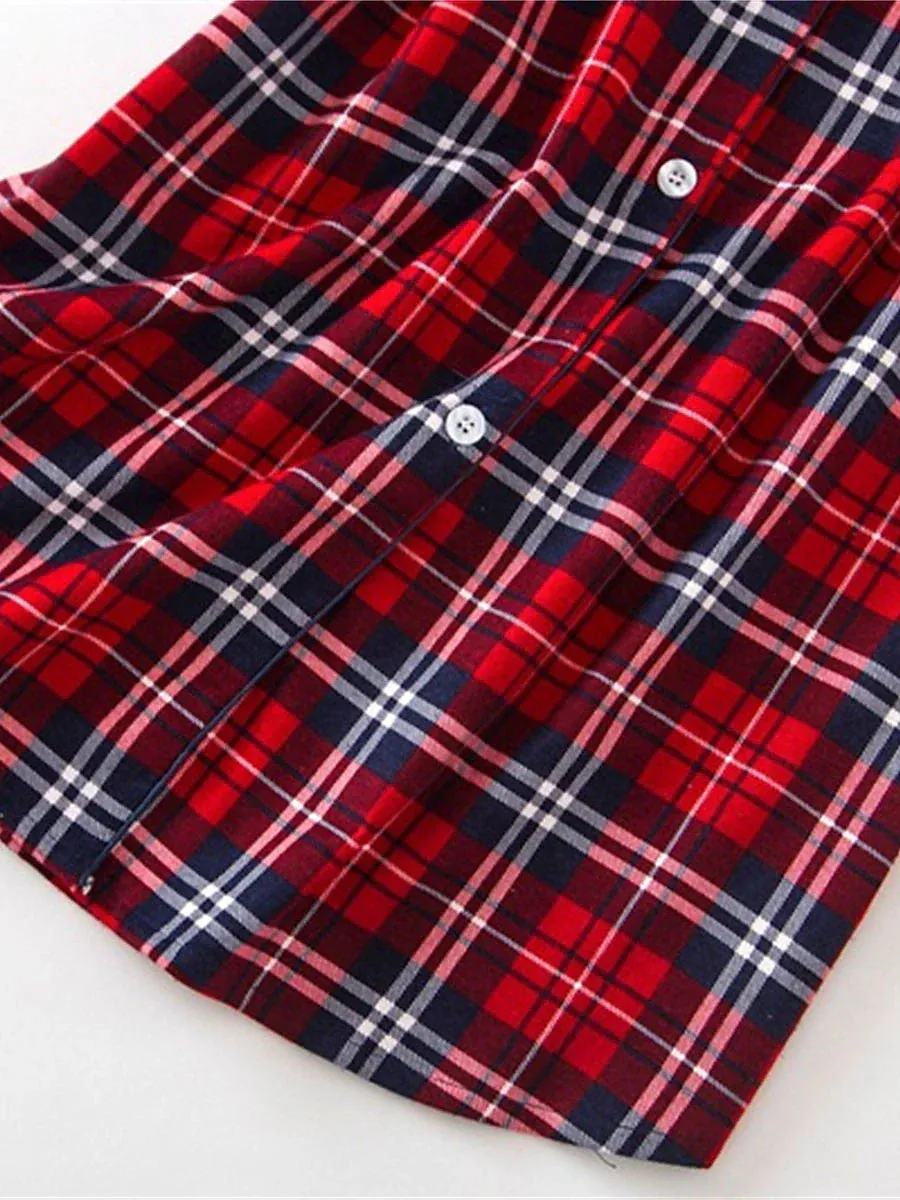 Comfortable Heart Grid/Plaid Nightgown Dress for Women