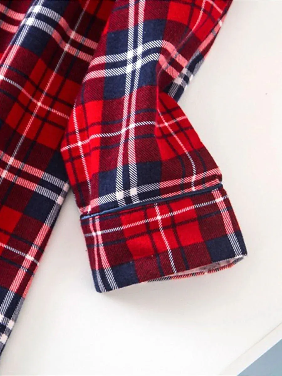 Comfortable Heart Grid/Plaid Nightgown Dress for Women