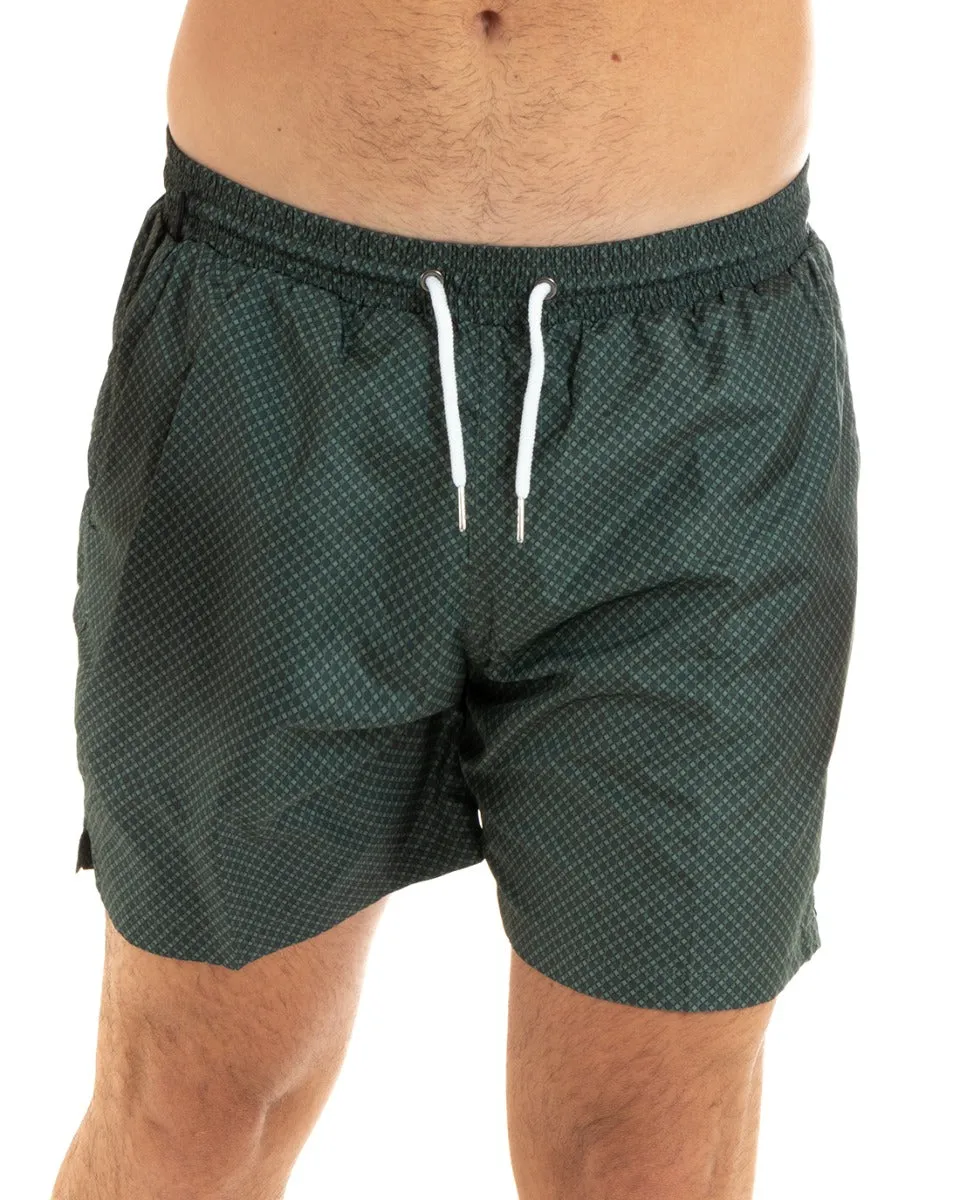 Costume Uomo Boxer Verde Elastico Microfantasia Casual Summer GIOSAL-SU1177A