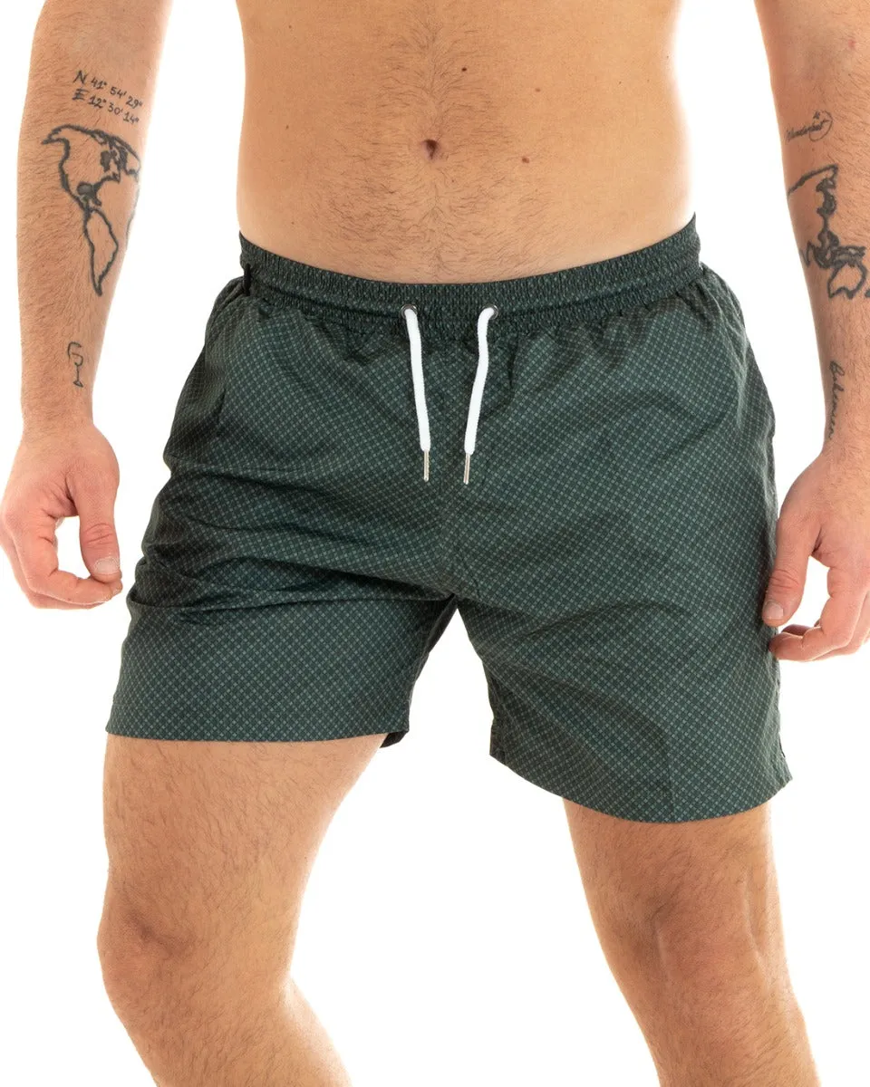 Costume Uomo Boxer Verde Elastico Microfantasia Casual Summer GIOSAL-SU1177A