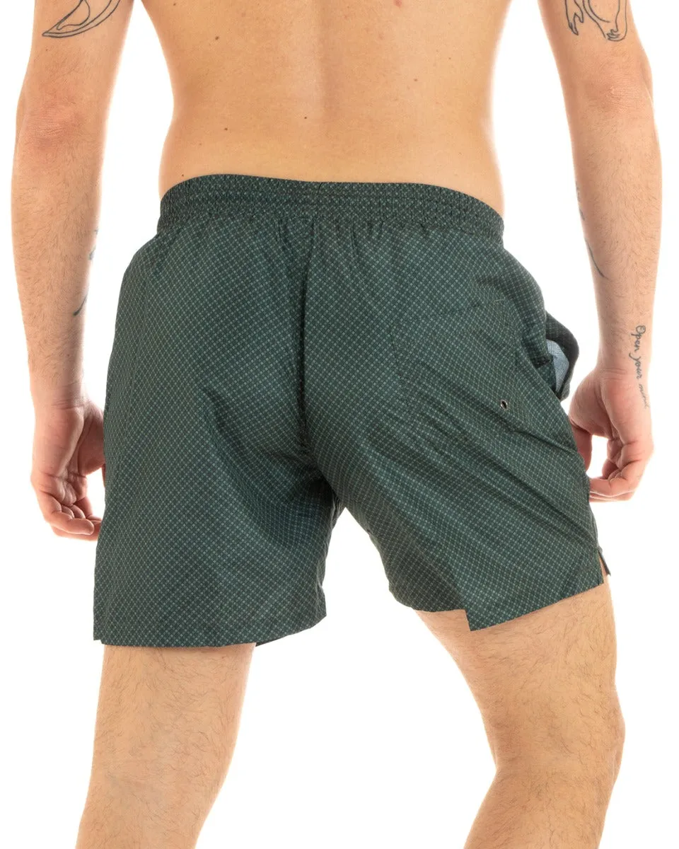 Costume Uomo Boxer Verde Elastico Microfantasia Casual Summer GIOSAL-SU1177A