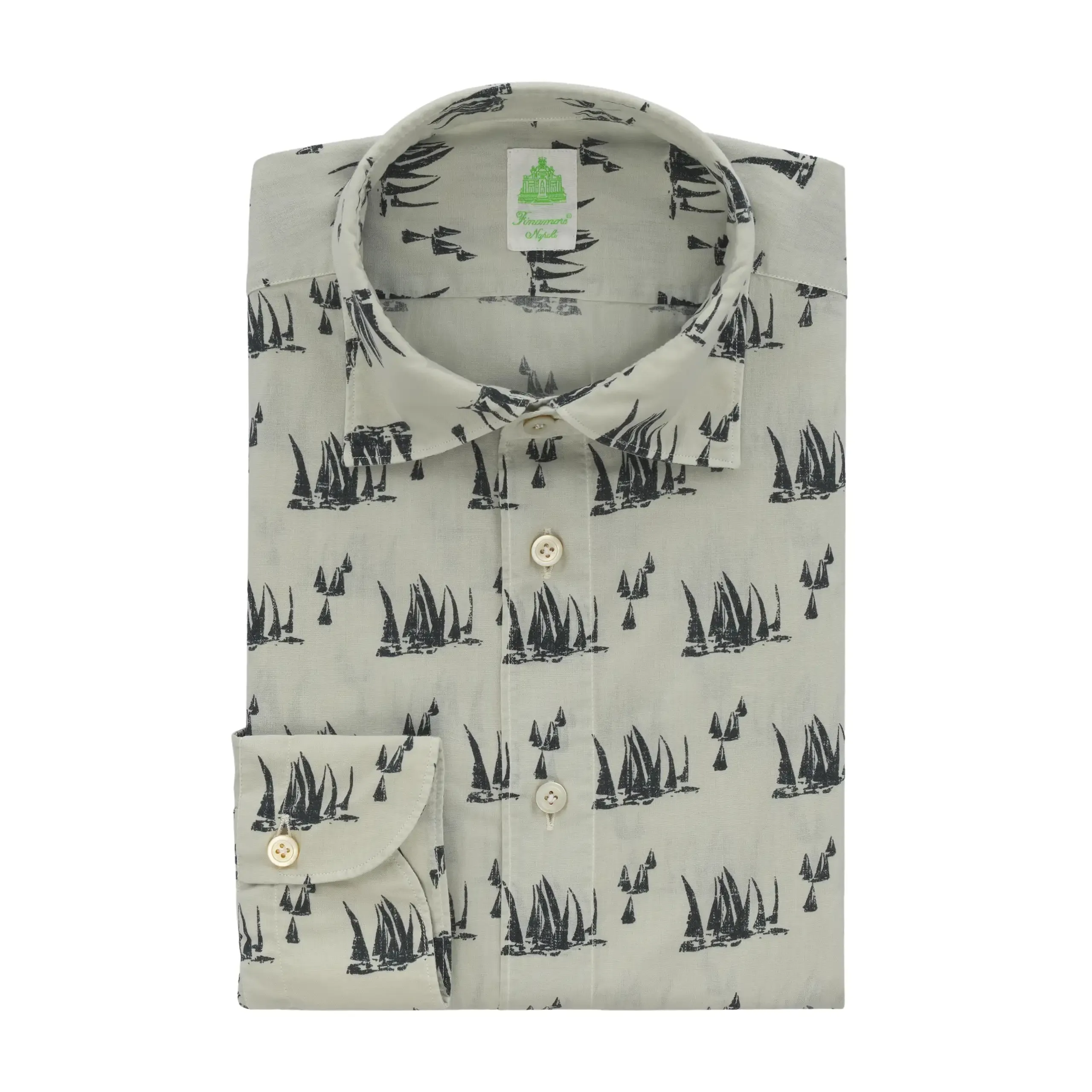 Cotton Grey Shirt with Sailing Print