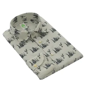 Cotton Grey Shirt with Sailing Print