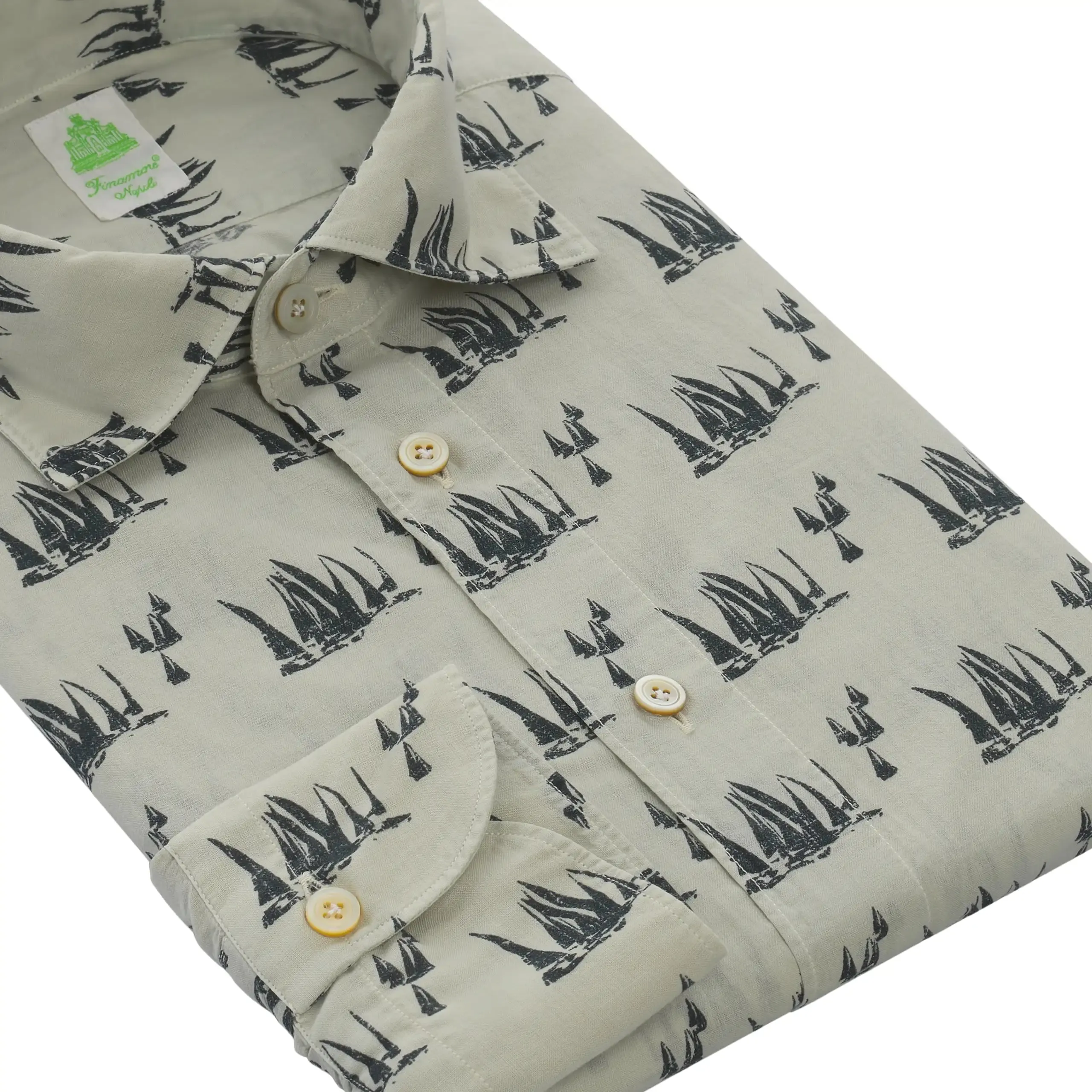 Cotton Grey Shirt with Sailing Print