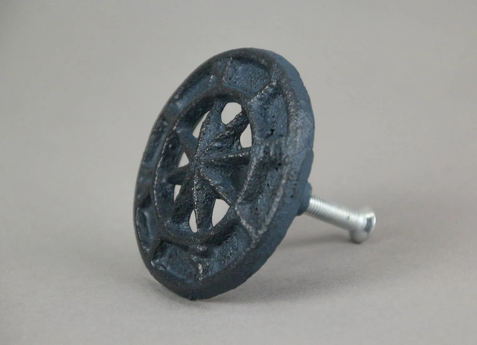 Dark Blue Cast Iron Compass Rose Drawer Pulls