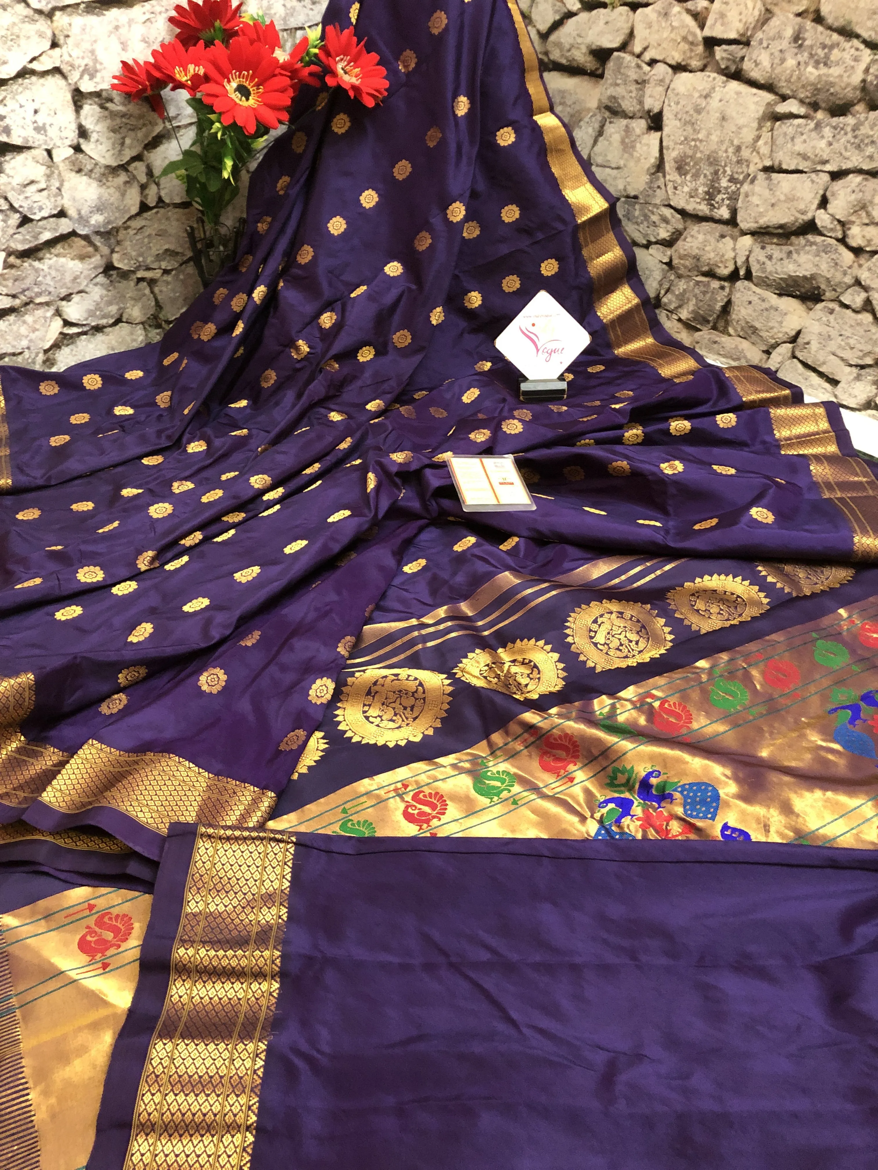 Dark Eggplant Color Pure Maharani Paithani Saree