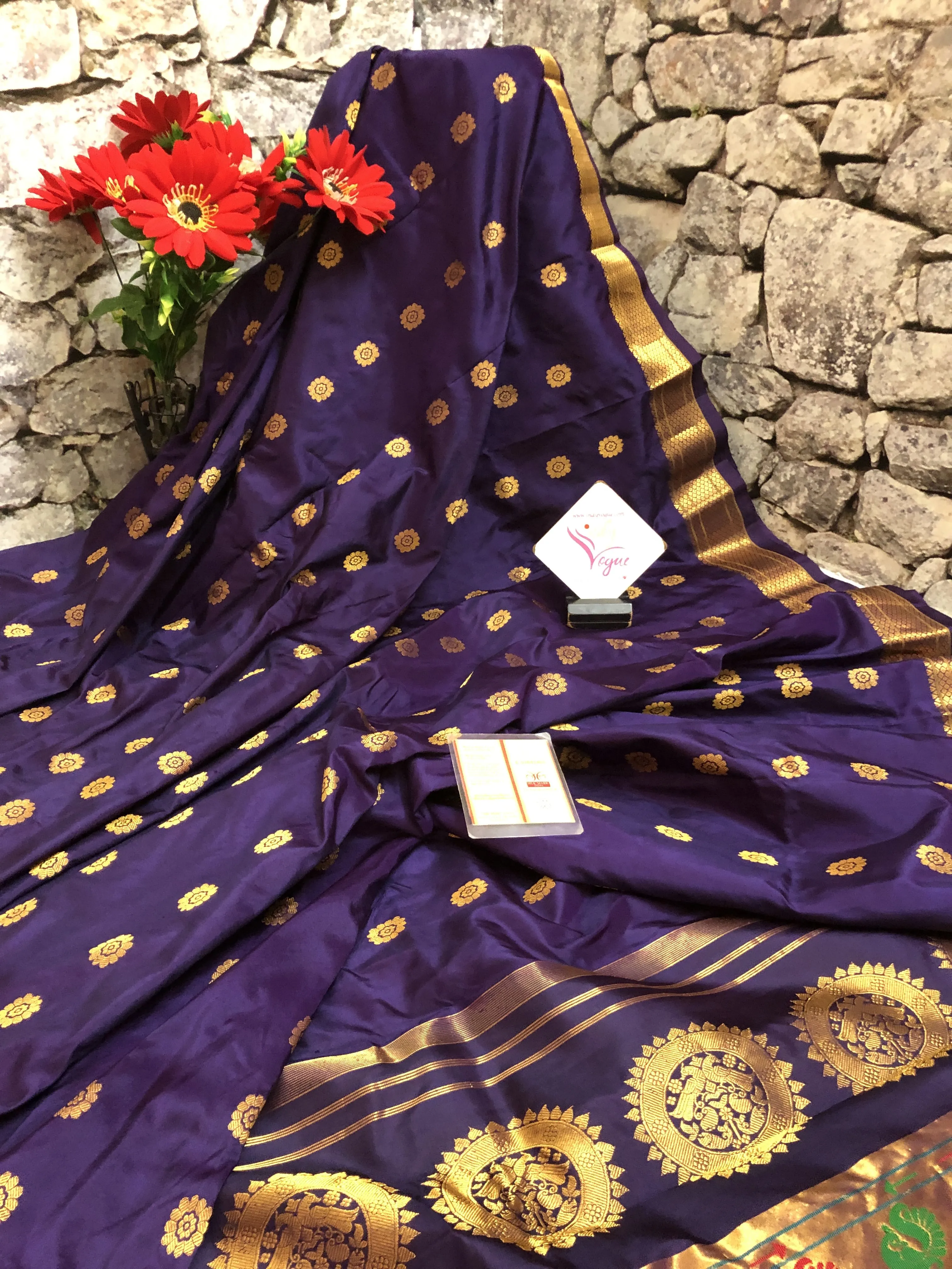 Dark Eggplant Color Pure Maharani Paithani Saree