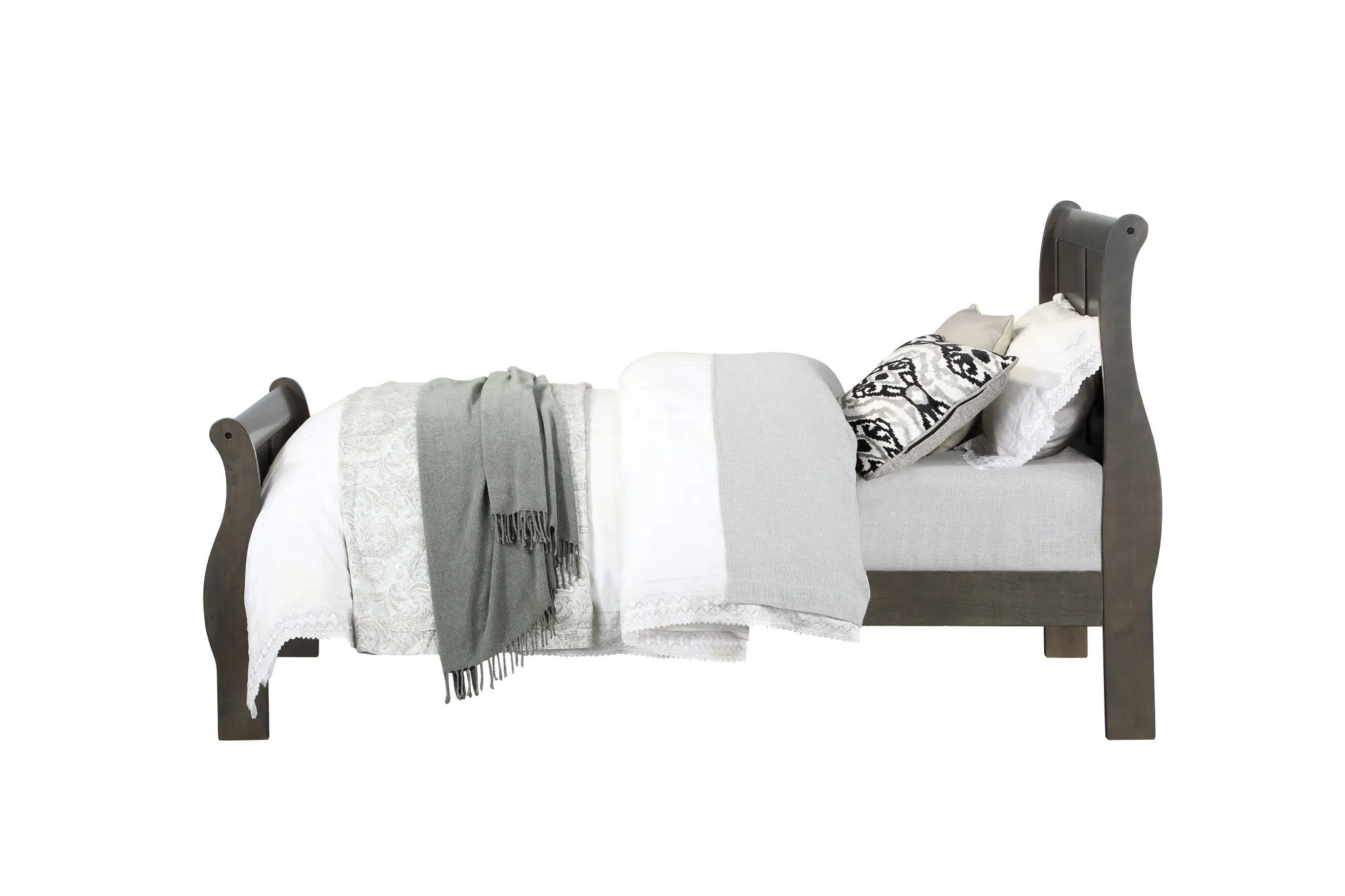 Dark Gray King Sleigh Bed