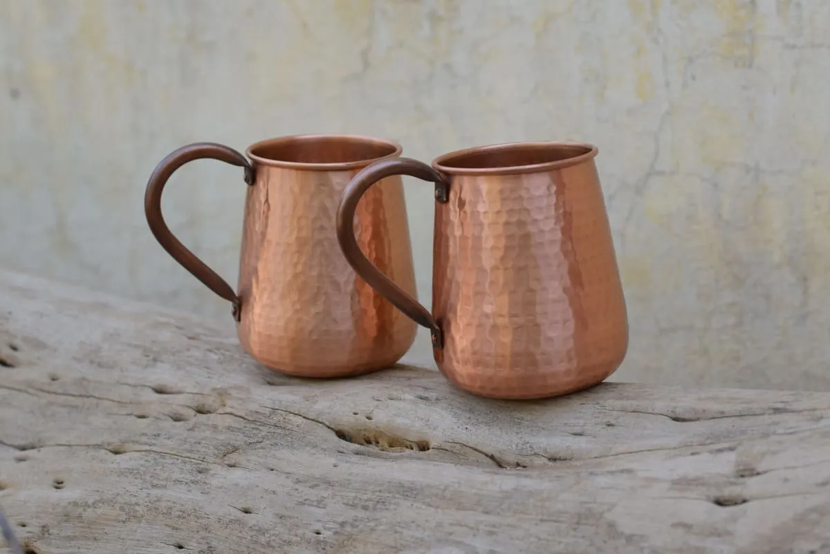 De Kulture Handcrafted Pure Copper Mug Moscow Mule Large Pitcher With Handle, 3.0x4.0 (DH )  Inches, Set of 2