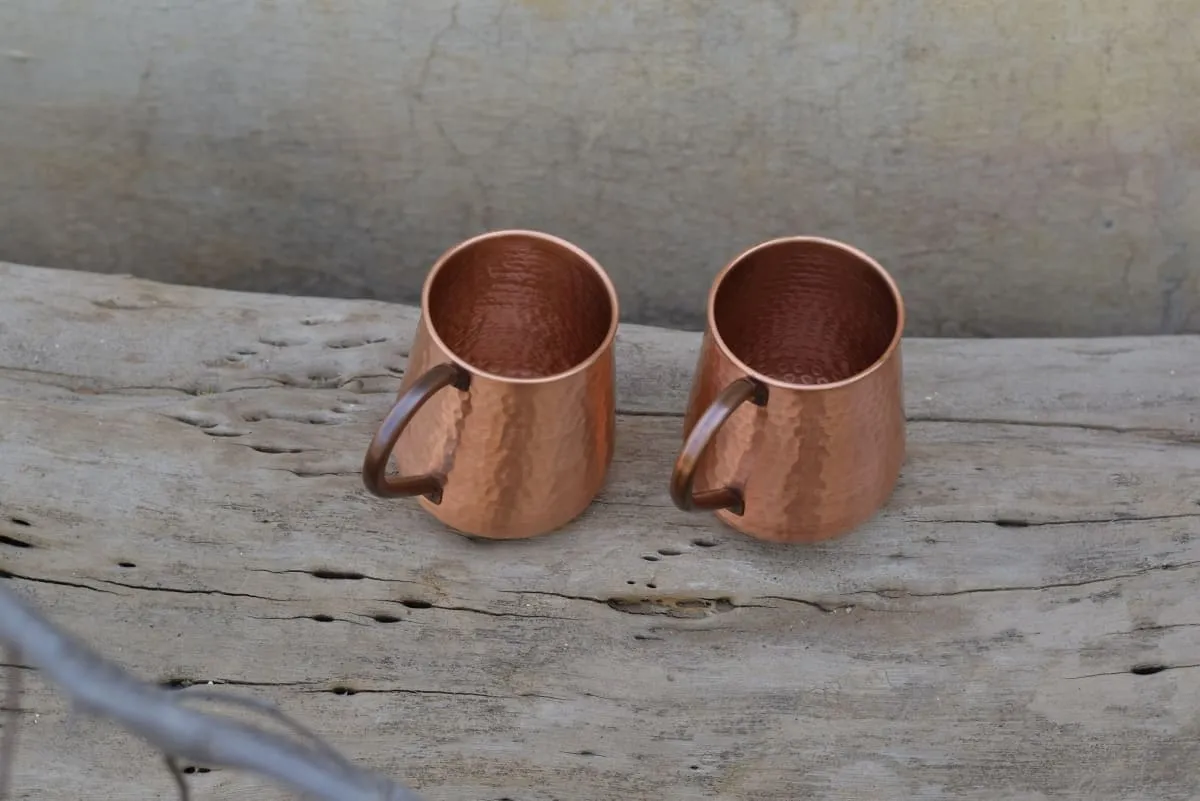 De Kulture Handcrafted Pure Copper Mug Moscow Mule Large Pitcher With Handle, 3.0x4.0 (DH )  Inches, Set of 2